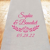 Vintage-Look Laurel Design Personalized Aisle Runner (19 Colors)