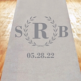 Classic Wreath Monogram Design Personalized Aisle Runner (19 Colors)