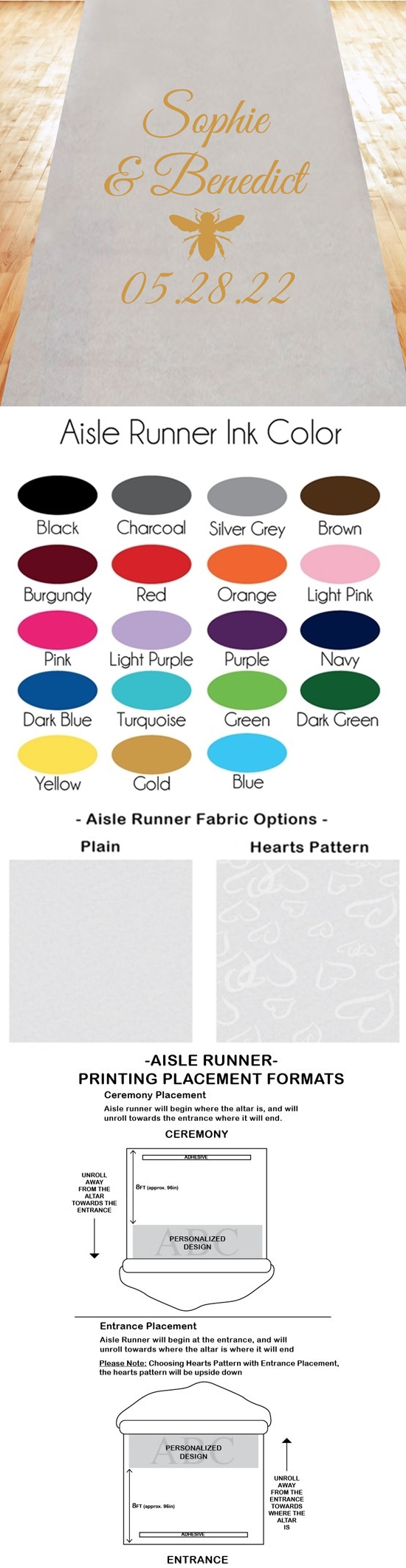 Stylish Western Bumble Bee Design Personalized Aisle Runner