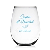 Personalized 15oz Rustic Woodlands Leaf Design Stemless Wine Glass