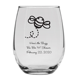 Personalized 9oz Baby Bumble Bee Design Stemless Wine Glass