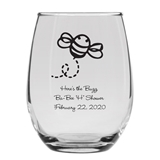 Personalized 9oz Baby Bumble Bee Design Stemless Wine Glass