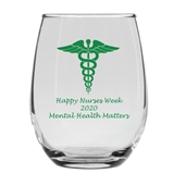 Personalized 15oz Caduceus Medical Symbol Design Stemless Wine Glass