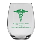 Personalized 9oz Caduceus Medical Symbol Design Stemless Wine Glass