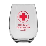 THIS IS MY QUARANTINE MASK Cross Design 9oz Stemless Wine Glass