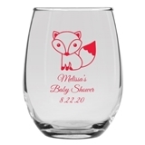 Personalized 9oz Adorable Baby Fox Design Stemless Wine Glass