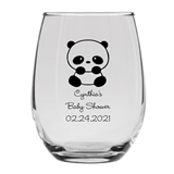 Personalized 15oz Precious Baby Panda Design Stemless Wine Glass