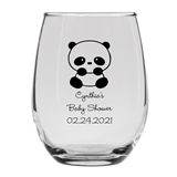 Personalized 9oz Precious Baby Panda Design Stemless Wine Glass