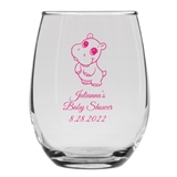 Personalized 15oz Delightful Baby Hippo Design Stemless Wine Glass