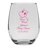 Personalized 9oz Delightful Baby Hippo Design Stemless Wine Glass