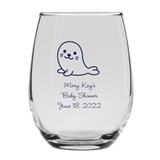 Personalized 15oz Adorable Baby Seal Design Stemless Wine Glass