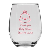 Personalized 15oz Delightful Baby Chick Design Stemless Wine Glass