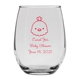 Personalized 9oz Delightful Baby Chick Design Stemless Wine Glass