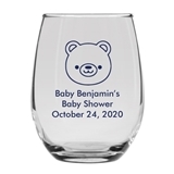 Personalized 9oz Precious Baby Bear Cub Design Stemless Wine Glass