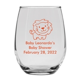 Personalized 15oz Adorable Baby Lion Cub Design Stemless Wine Glass
