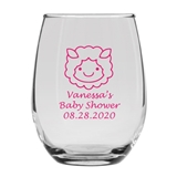Personalized 15oz Adorable Baby Lamb Design Stemless Wine Glass