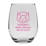 Personalized 9oz Adorable Baby Lamb Design Stemless Wine Glass