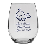 Personalized 15oz Charming Baby Whale Design Stemless Wine Glass