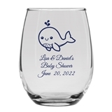 Personalized 9oz Charming Baby Whale Design Stemless Wine Glass