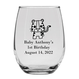 Personalized 15oz Adorable Baby Tiger Cub Design Stemless Wine Glass