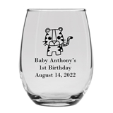 Personalized 9oz Adorable Baby Tiger Cub Design Stemless Wine Glass