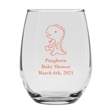 Personalized Delightful Baby Dinosaur Design 9oz Stemless Wine Glass