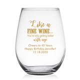 Personalized 15oz 'Getting Better with Age' Design Stemless Wine Glass