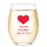 Personalized 15oz 'Forever in My Heart' Design Stemless Wine Glass