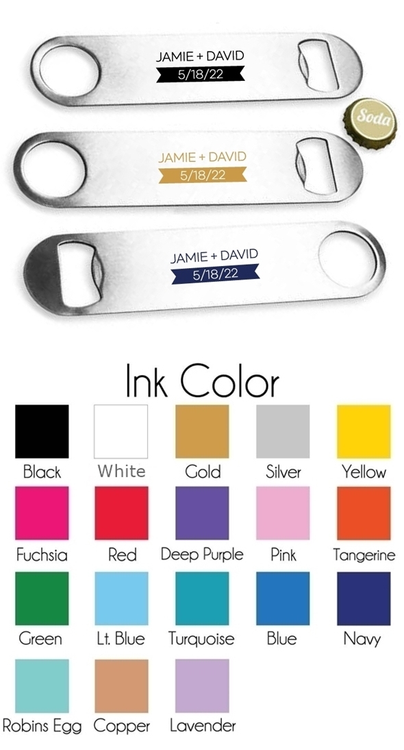 Personalized Modern Plus Sign and Banner Design Oblong Bottle Opener