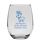 Personalized 9oz Adorable Baby Deer Design Stemless Wine Glass