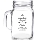 Personalized 'The Adventure Begins' Arrow Design 16oz Mason Jar Mug