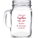 Personalized 'Better Together' Laurels Motif 16oz Mason Jar Mug