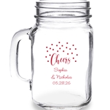 Personalized Cheers Confetti Dots Design 16oz Mason Jar Mug