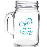 Personalized Script Cheers! Design 16oz Mason Jar Mug