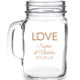 Personalized Fabulous Floral LOVE Design 16oz Mason Jar Mug