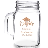Personalized Congrats Graduation Cap Design 16oz Mason Jar Mug
