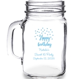 Personalized Happy Birthday Polka Dots Motif 16oz Mason Jar Mug