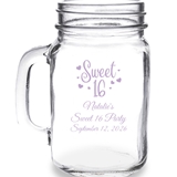 Personalized Sweet 16 Hearts Design 16oz Mason Jar Mug