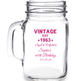 Personalized 'Vintage Aged to Perfection' Design 16oz Mason Jar Mug