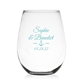 Classic Nautical Anchor Design Personalized 15oz Stemless Wine Glass