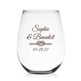 "We Tied the Knot" Personalized 15oz Stemless Wine Glass