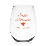 Stylish Western Bumble Bee Design Personalized 9oz Stemless Wine Glass