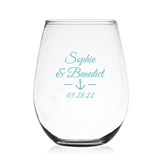 Classic Nautical Anchor Design Personalized 9 oz Stemless Wine Glass