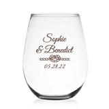 Nautical Rope Design Personalized 9 oz Stemless Wine Glass