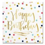 Gold-Foil Script Happy Birthday Graphic on Polka Dot Pattern Napkins (Set of 240)