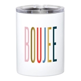Bold 'BOUJEE' Rainbow Design White-Finish Stainless-Steel Tumblers (Set of 4)