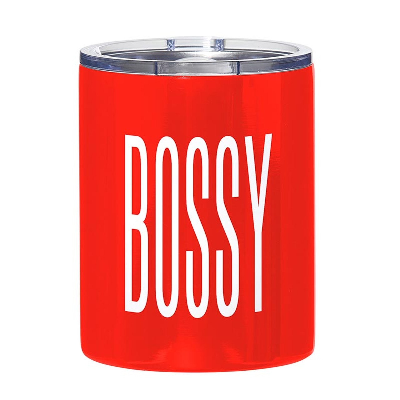 Bold 'BOSSY' Design Bright Red-Finish Stainless-Steel Tumblers (Set of 4)