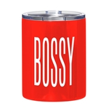 Bold 'BOSSY' Design Bright Red-Finish Stainless-Steel Tumblers (Set of 4)