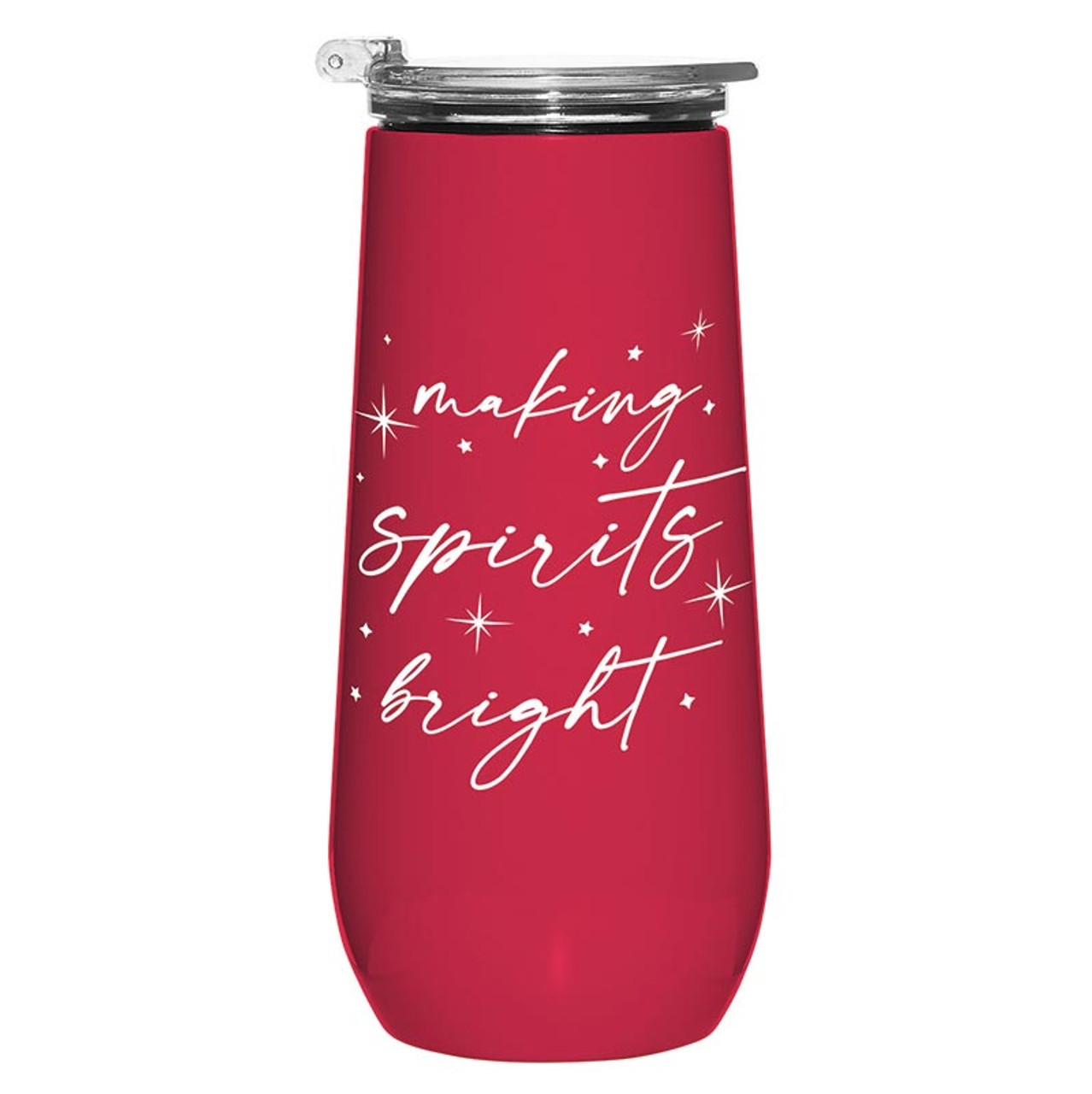 Making Spirits Bright Design Red-Stainless-Steel Champagne Tumblers (Set of 4)