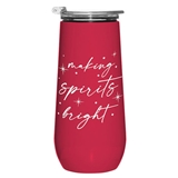 Making Spirits Bright Design Red-Stainless-Steel Champagne Tumblers (Set of 4)